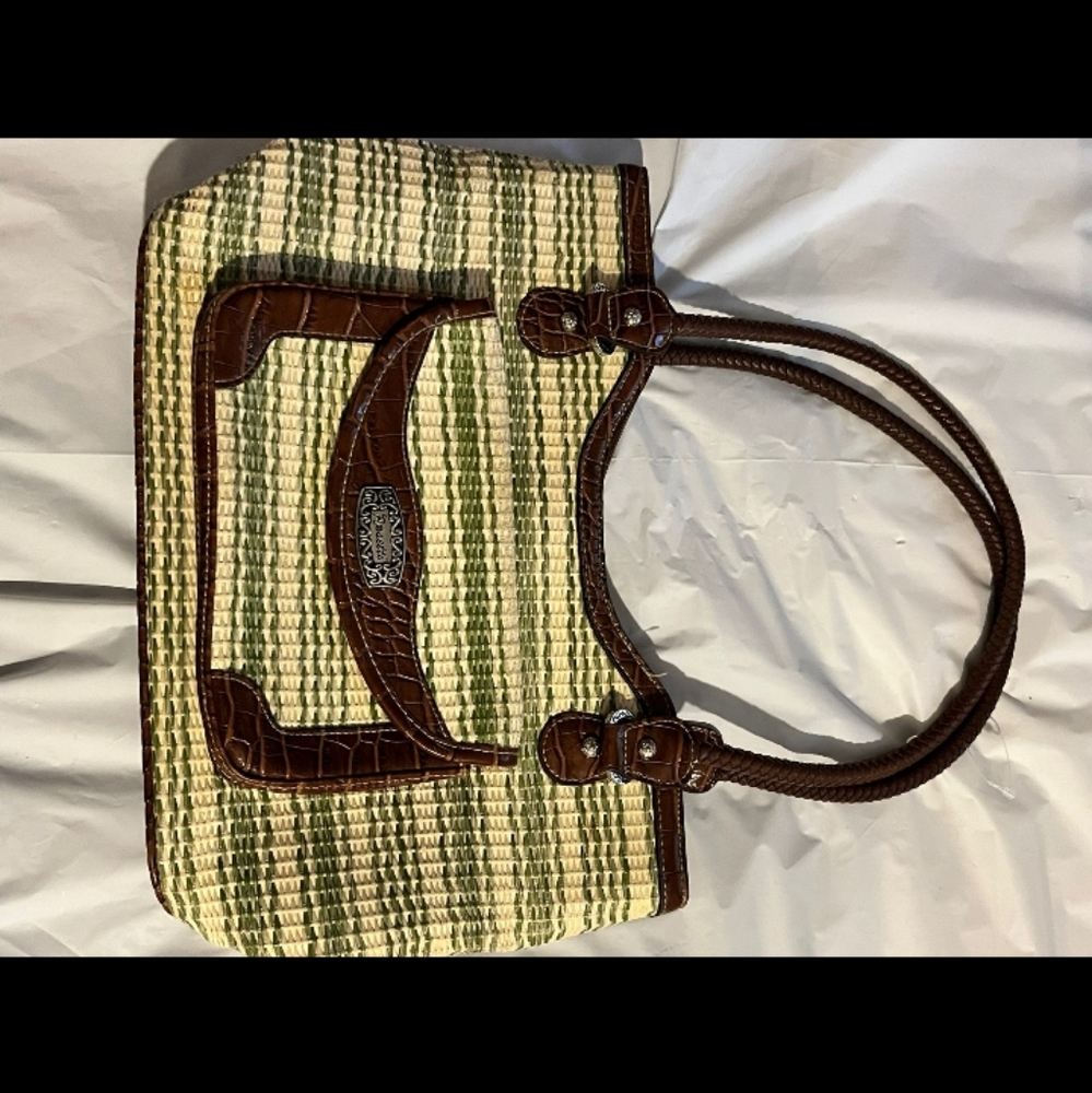 Green,beige and brown Rosetti pocket book bag